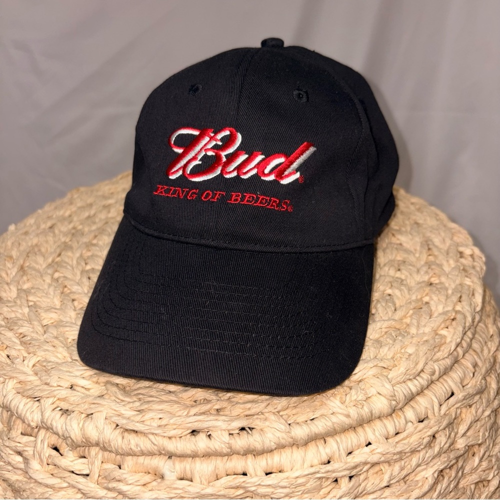 Vintage Budweiser King of Beers Black Snapback Hat Embroidered Logo Dad Cap